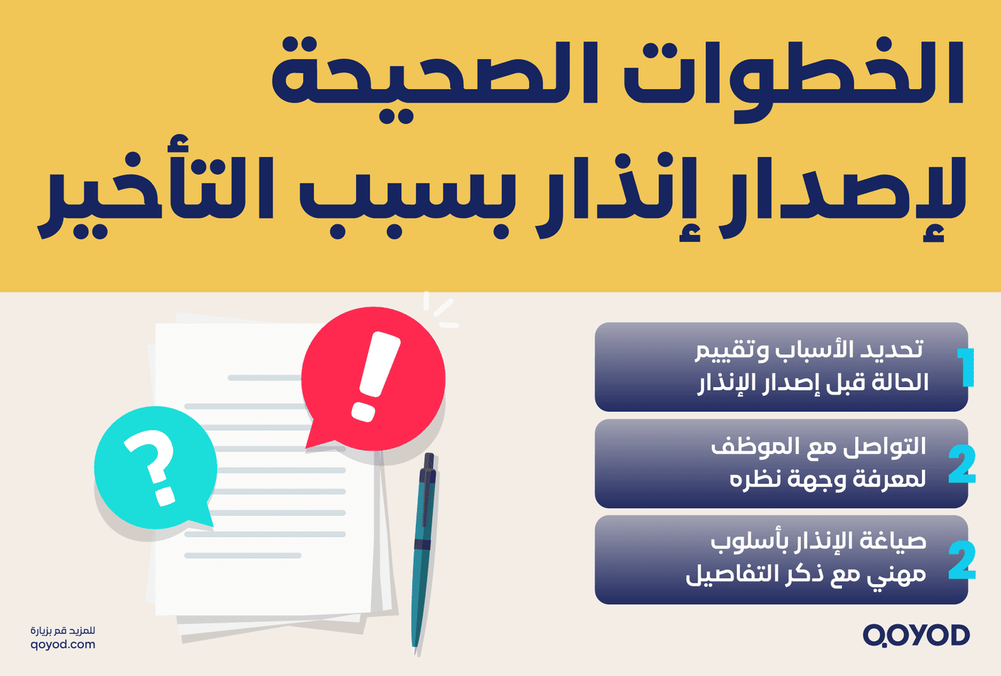 الخطوات الصحيحة لإصدار إنذار تأخير